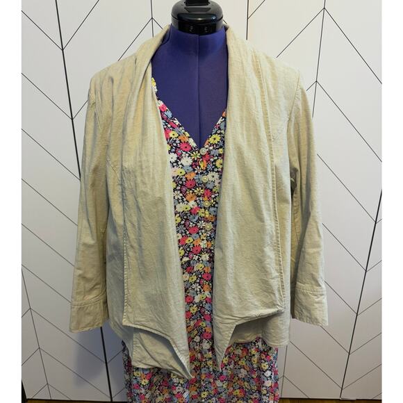 Lane Bryant Women’s Plus Size 26 Beige Linen Open Front Draped Cardigan Jacket - Picture 1 of 11